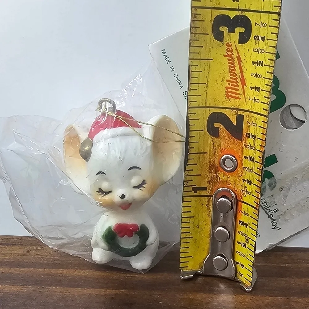 Vintage Trim Trends Christmas Mouse Santa Hat Christmas Tree Ornament Miniature